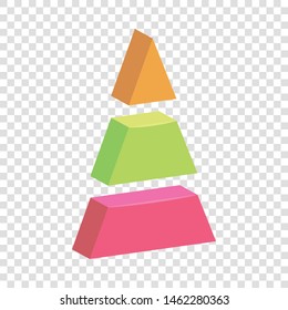 Color triangle divided icon. Cartoon illustration of triangle divided vector icon for web