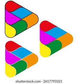Color triangle figure. Rounded segment icon. Spectrum vector object. Bright shape symbol.