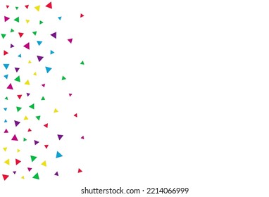 Color Triangle Fun Vector White Background. Abstract Shapes Card. Effect Confetti Background. Falling Elements Top Illustration.