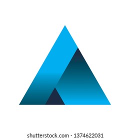 color triangle logo in various shades of blue