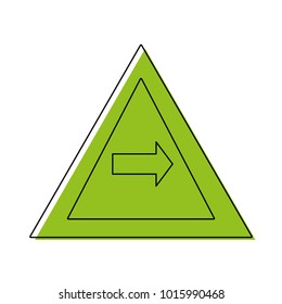 color triangle warning notices with turn right sign