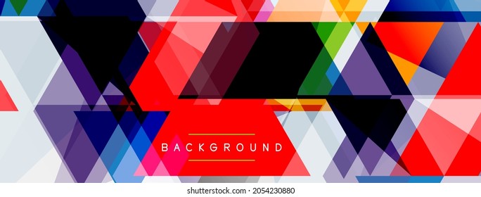 Color triangles composition, geometric abstract background. Techno or business concept, pattern for wallpaper, banner, background, landing page