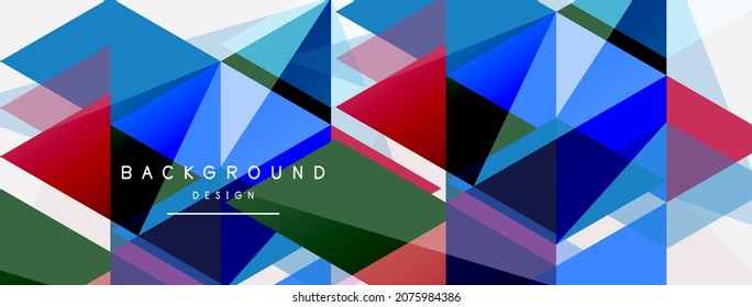 Composición de triángulos de color, fondo abstracto geométrico. Concepto técnico o empresarial, patrón para fondo de pantalla, banner, fondo, página de inicio