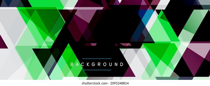 Composición de triángulos de color, fondo abstracto geométrico. Concepto técnico o empresarial, patrón para fondo de pantalla, banner, fondo, página de inicio