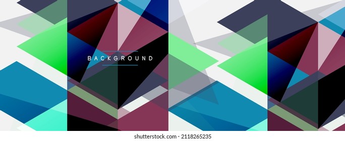 Color triangles composition, geometric abstract background. Techno or business concept, pattern for wallpaper, banner, background, landing page