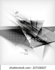Triángulos de color, fondo abstracto inusual. Composición 3d de papel realista con sombras y elementos brillantes, diseño de concepto de origami