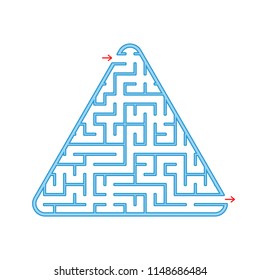 Color triangular labyrinth. An interesting and useful game for children. A simple flat vector illustration on a white background