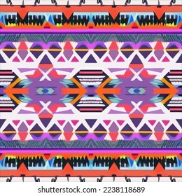 color tribal Navajo vector seamless pattern. aztec fancy abstract geometric art print. ethnic hipster backdrop. Wallpaper, cloth design, fabric, paper, cover, textile, weave, wrapping.