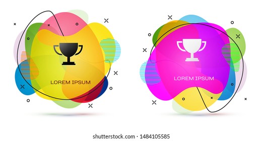 Color Trophy cup icon isolated on white background. Award symbol. Champion cup icon. Abstract banner with liquid shapes. Vector Illustration