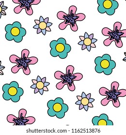 color tropical flowers with petals style background