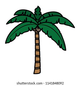 color tropical palm tree with leaves and coconuts