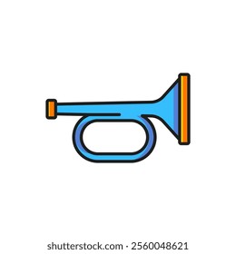 Color Trumpet icon isolated on white background. Musical instrument trumpet. Flat filled outline style with shadow. Vector