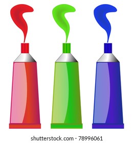 color tubes against white background, image contains gradient mesh and transparency