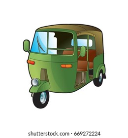 Green Color Three Wheeler Vector Illustration Stock Vector (Royalty ...