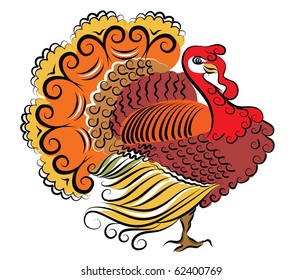 Color turkey.Vector Thanksgiving day