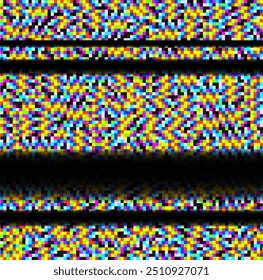 Color Tv Noise Screen Background with Horizontal Lines Texture with Glitch Effect Television Grainy. Vector illustration of No Signal Concept