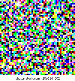 Color TV screen noise pixel glitch seamless pattern texture background vector illustration. Analog TV static video noise. No video signal snow interference concept.