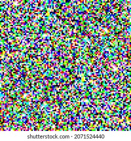 Color TV Screen Noise Pixel Glitch Seamless Pattern Texture Background Vector Illustration. Analog TV Static Video Noise. No Video Signal Snow Interference Concept.