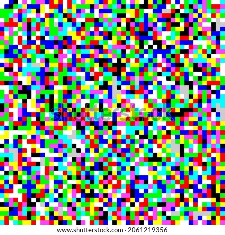 Color TV screen noise pixel glitch seamless pattern texture background vector illustration. Analog TV static video noise. No video signal snow interference concept.