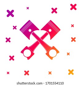 Color Dos pistones de motor cruzados icono aislado en fondo blanco. Formas dinámicas aleatorias degradadas. Ilustración vectorial