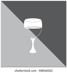 Color Two Glasses Of Wine a Dark Color Scheme, Vector Illustration
