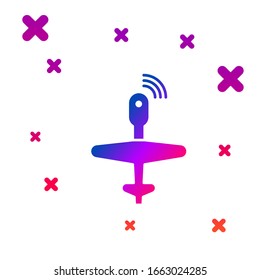 Icono de dron UAV en color aislado en fondo blanco. Espía de aviones militares no tripulados. Formas dinámicas aleatorias degradadas. Ilustración vectorial