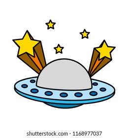 color ufo universe object and shoothing stars