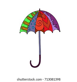 Color Umbrella in doodle style. Vector illustration.