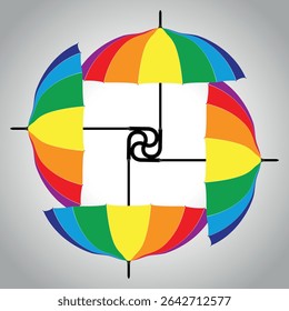 Color umbrella icon, Nice umbrella isolated on white background.