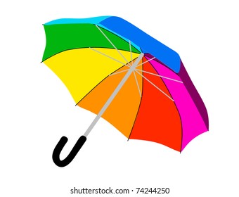 Color umbrella over white background. Vector illustration