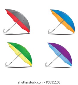 Color umbrellas on a white background