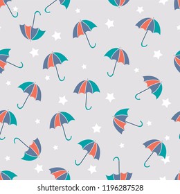 color umbrellas seamless pattern. Colorful vector illustration. Cute autumn seamless pattern with a set of textured flat umbrellas