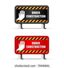 color under construction sign isolated on white
