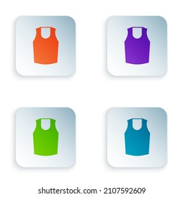 Color Undershirt icon isolated on white background. Set colorful icons in square buttons. Vector