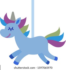 Color unicorn for swing vector flat icon isolated on white