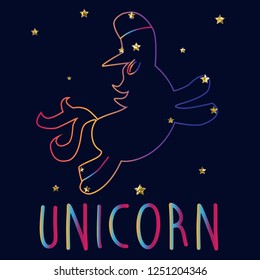 color unicorn text glitter star tee illustration art vector 