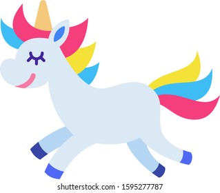 Color unicorn vector flat icon isolated on white
