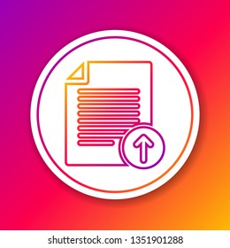 Color Upload file line icon isolated on color background. File document symbol. Document arrow. Circle white button. Vector Illustration
