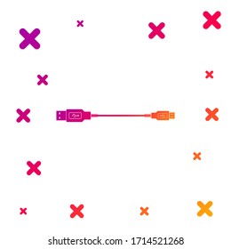 Icono de cables Micro USB en color sobre fondo blanco. Conectores y enchufes para PC y dispositivos móviles. Conector para periféricos de computadora o fuente de recarga para smartphones. Ilustración vectorial