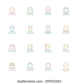 Color user icons set on white background.