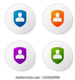 Color User protection icon isolated on white background. Secure user login, password protected, personal data protection, authentication icon. Set color icon in circle buttons. Vector Illustration