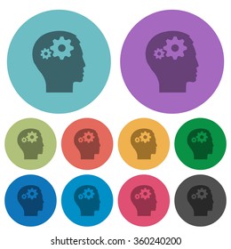 Color user settings flat icon set on round background.