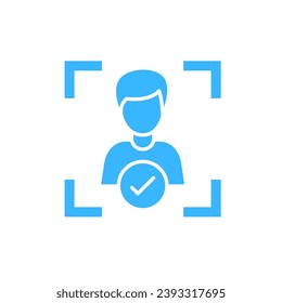 Color user verification icon vector illustration on white background with blue line