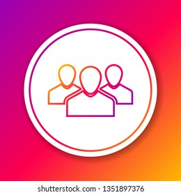 Color Users group line icon isolated on color background. Group of people icon. Business avatar symbol - users profile icon. Circle white button. Vector Illustration