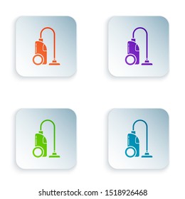 Color Vacuum cleaner icon isolated on white background. Set icons in colorful square buttons. Vector Illustration