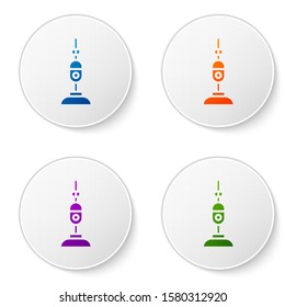 Color Vacuum cleaner icon isolated on white background. Set icons in circle buttons. Vector Illustration