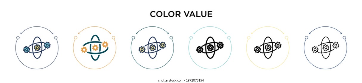Color value icon in filled, thin line, outline and stroke style. Vector illustration of two colored and black color value vector icons designs can be used for mobile, ui, web