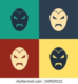 Color Vampire icon isolated on color background. Happy Halloween party. Vintage style drawing. Vector Illustration