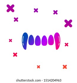 Color Vampire teeth icon isolated on white background. Happy Halloween party. Gradient random dynamic shapes. Vector Illustration