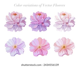 Color variation of flowers. Vector illustration.